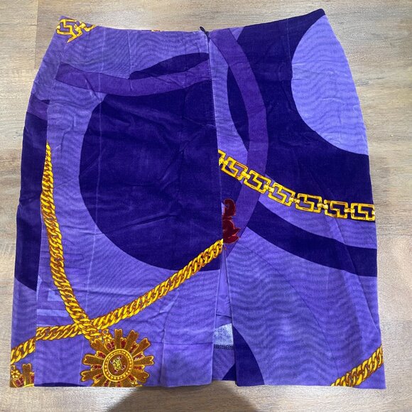 💜🐍 Versace Jeans Couture Vintage Baroque Mini Skirt - Picture 2 of 3